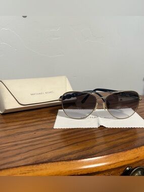 Michael Kors Gold Frame Sunglasses with Blue Gradient Lenses